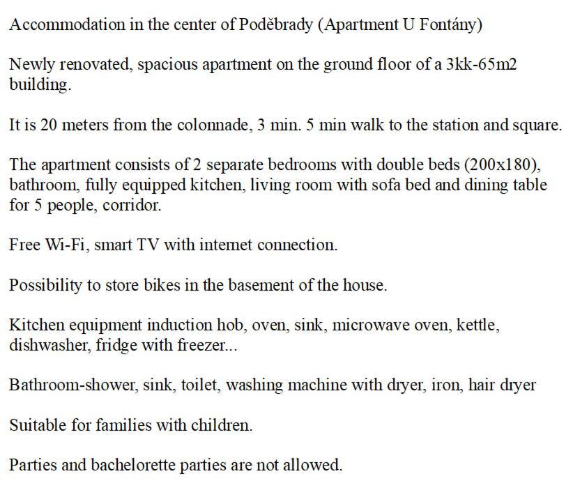 Apartmán u Fontány Poděbrady Exteriér fotografie